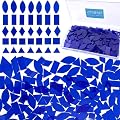 LITMIND Transparent Sapphire Blue Stained Glass Mosaic Tiles - 240 Pieces in 5 Shapes (Rectangle, Triangle, Rhombus, Square, Leaf) for Crafts & Mosaic Projects