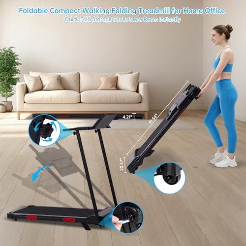 Image of Electric Treadmills for Home Exercising, 0.6-10MPH Portable Treadmills for Home Small Spaces, 3.5HP Mini Treadmills with Handles, 400LB Walking Pad Treadmill with Handle Bar and Incline