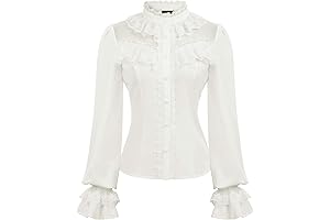 CURLBIUTY Women Victorian Blouse Vintage Long Sleeve Renaissance Shirt Gothic Button Down Tops