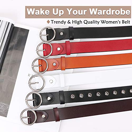 Classic Round Buckle Leather Belt - Women's Fashion Waist Belt for Dresses, Jeans and Pants3
