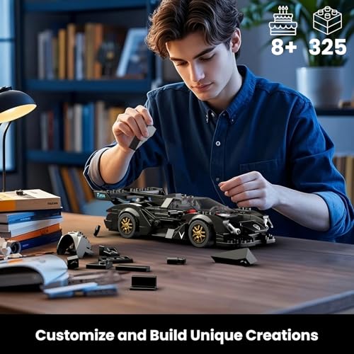 Mould King Super Sports Car Building Set with Display Case, 355 Piece Race Car Model Construction Toy for Kids Ages 8+ and Adults, Collectible Vehicle Building Blocks Kit