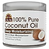 OKAY 100% Pure Coconut Oil for Hair & Skin - Coconut Oil for Women & Men, Perfect for Hair & body, Natural Massage Oil & Moisturizer - 6 fl oz Jar (Pack of 1)