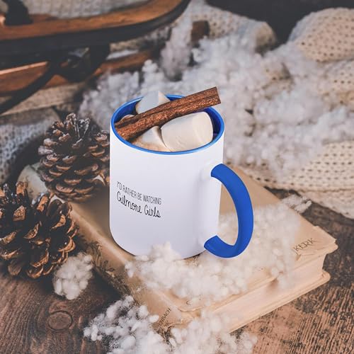 Taza de cerámica blanca 11oz con interior azul miniatura 6