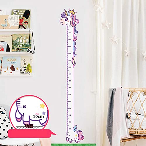 Image of Vinyl Peel and Stick Growth Chart Sticker Cute Unicorn Nursery Wall Decor Decal Kids Room Bedroom Decoration Height Measurements