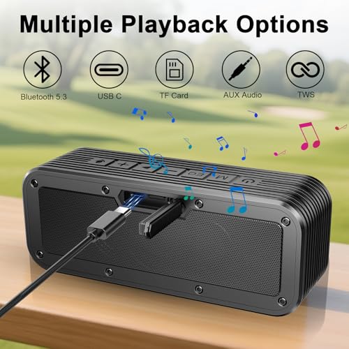 Image of Hupoaf Magnetic Golf Cart Speaker, 50W Portable Bluetooth Speaker with Secure Magnet Mount, Deep Bass Stereo Sound, 30H Battery, IPX7 Waterproof, TWS Pairing for Golf Cart & Outdoor Adventures