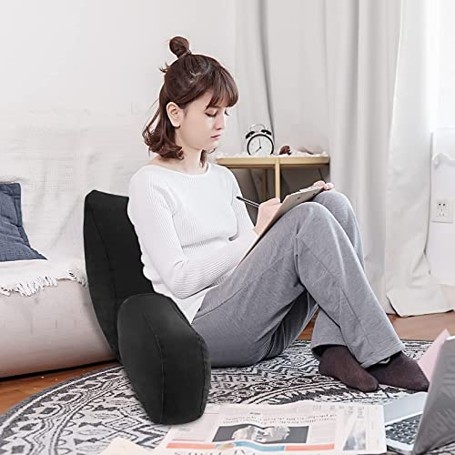 iNeego Lendenkissen Aufblasbares Bücherkissen Tragbares Lesekissen für Bett Rückenlehne Lesekissen bequemes Lesekissen für Bibliothek, Lesekissen Unterstützung (Schwarz) - Image 3