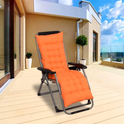 VISTABLUE High Back Chair Pads Patio Chair Cushion Lounger Solid Pillow Rocking Chair Pads with Ties for Indoor Outdoor Furniture 61x19 inch(Orange)
