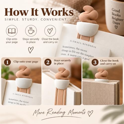 Image of Coffee Cup Bookmark for Books, 2 Pack Paper Clip Page Marker