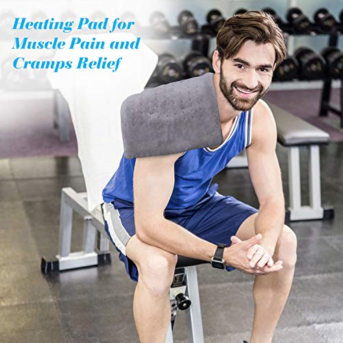 Electric Heating Pad for Back Pain and Cramps Relief Heating Pads with Auto Shut Off Heat Pad Moist & Dry Heating Pad Ultra-Soft XL 12”x24” Large Gray