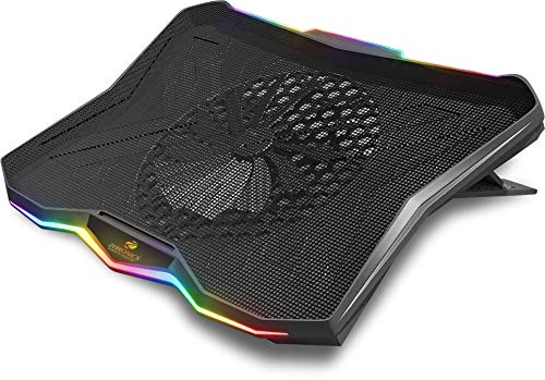 ZEBRONICS Zeb-NC7000 USB Powered Laptop Cooling Pad for Laptops/Notebook up to 43.18cm (17), Large 170MM Fan with Controller, Silent Operation, Level Adjustment, RGB Lights