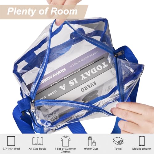Image of Clear Bag 12x6x12 Stadium Approved Clear Tote Bag with Zipper Closure Crossbody Shoulder Bag with Adjustable Strap