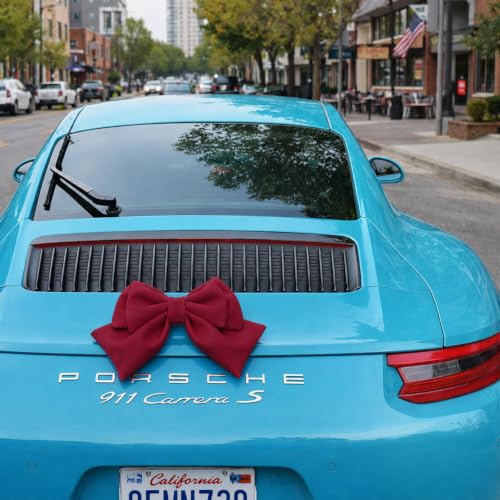 Image of Pink Car Bow for Women Cute Car Exterior Cute Decor for Girls Coquette Decorations for Cars (Claret)