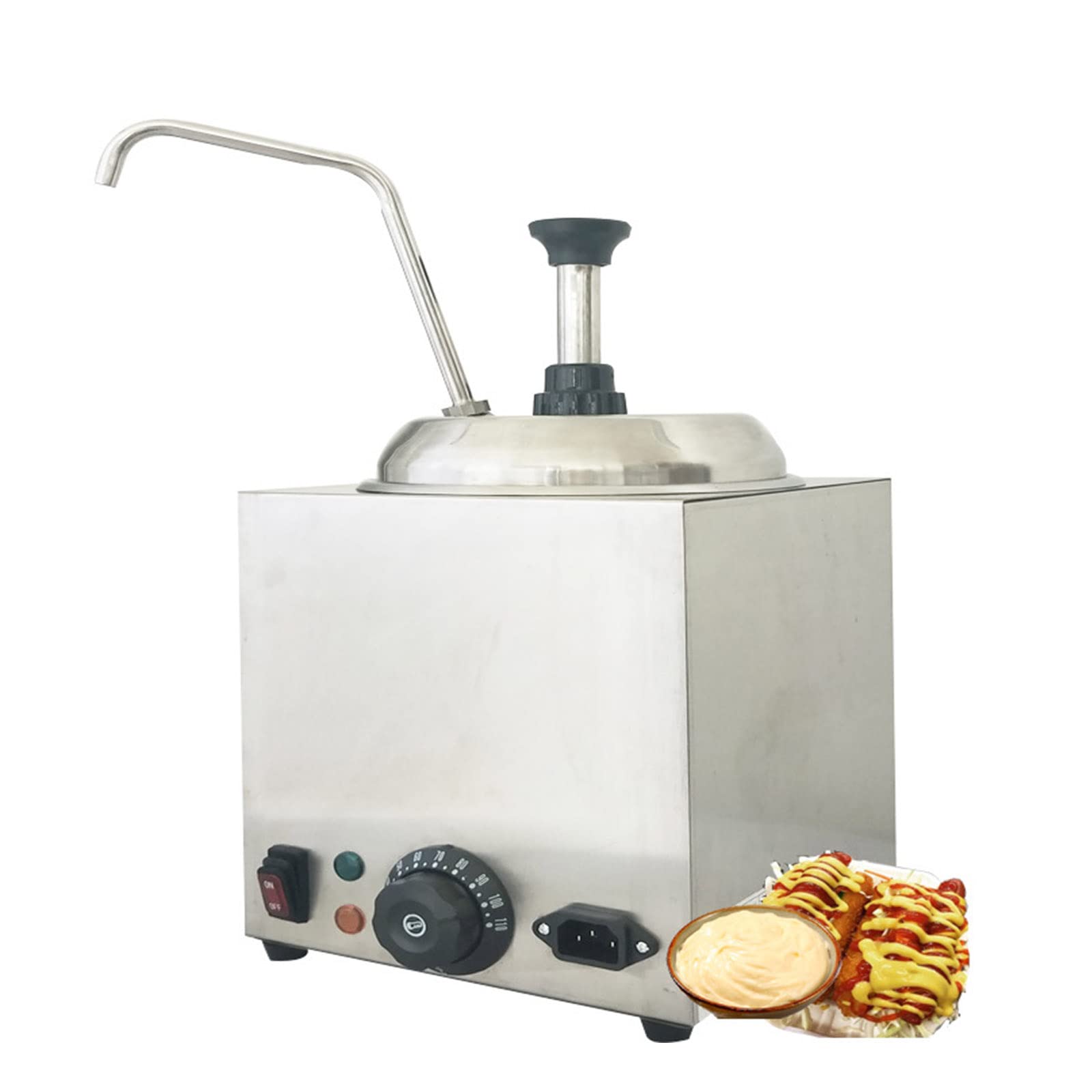 JKJZSALJ Commercial Hot Fudge Warmer, Nacho Cheese Sauce Dispenser, Stainless Steel Heating Machine For Restaurants, Snack Stands, Cafes, Bakeries