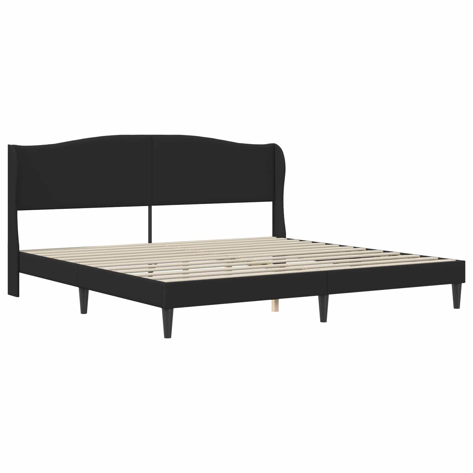 Negro Cama somier Base lecho canapé Estructura con cabecero en Cuero sintético, 180 x 200 cm, contrachapado, Dormitorio Interior, Soporte para Descanso y Montaje fácil