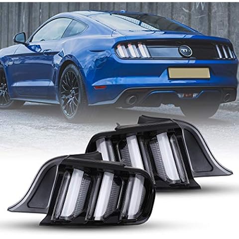 LED Tail Lights for 2015-2020 Ford Mustang with Sequential Turn Signals Black Housing Clear Lens 2PCS AUTOWIKI Cover