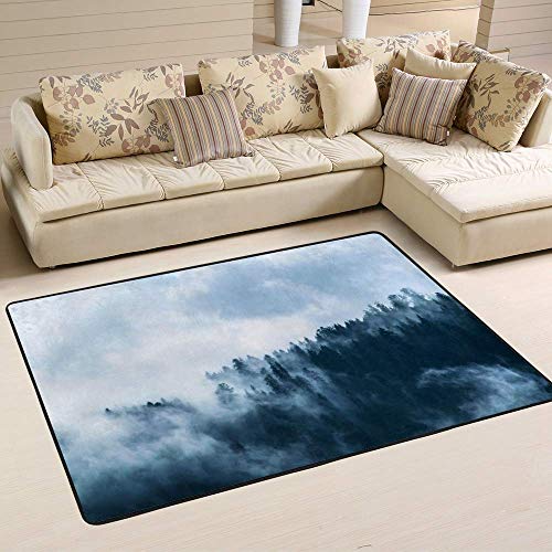 Tapis forêt brumeuse isolant en velours corail contre sol froid
