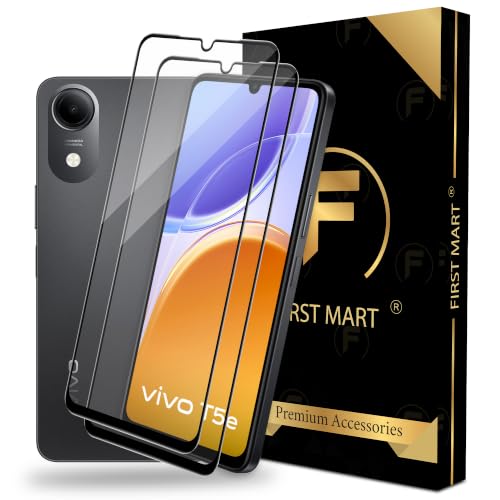 Image of FIRST MART Tempered Glass Screen Protector for Vivo T5e - Full-Glue Screen Guard, 3D Edge to Edge, HD Clear, Bubble-Free, Case-Friendly, Black, Pack of 2