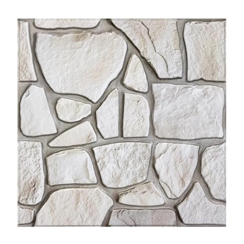 1/10 piezas de adhesivos de pared 3D, paneles autoadhesivos de imitación de piedra, revestimientos de azulejos autoadhesivos for baño y cocina.(Beige,10 sheets)