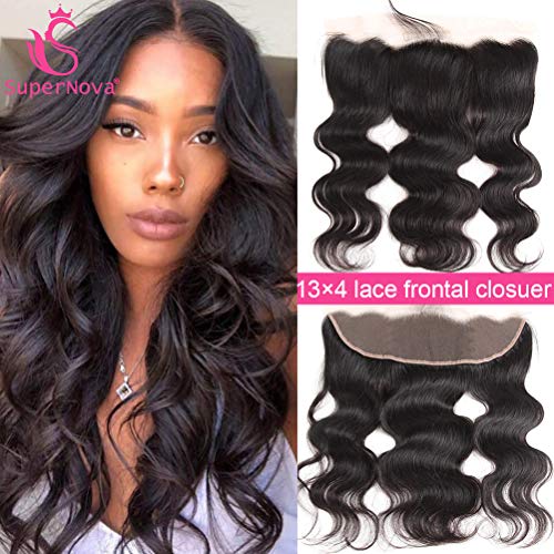 13x4" Body Wave Lace Frontal 100% Unprocessed Human hair Ear To Ear body wave Lace Frontal Closure With Baby Hair Natural Black Color (20 inch)