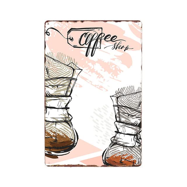 ABCDEFG - 4 letreros de metal para café, cafeterías, cafeterías, bares, pub, pósteres decorativos divertidos, retro, decoración de pared para el hogar, la cocina y el jardín