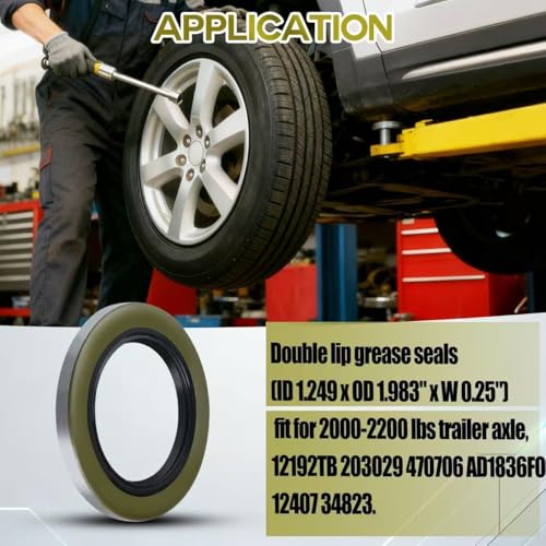 Image of 4Pack 1.249 inch ID x 1.983 inch OD Double Lip Grease Seal with 4 Cotter Pins for 2000-2200 LBS Trailer Wheel Hub Spindle,Boat Trailer RV Axle Dexter Replace 12192TB 203029 470706