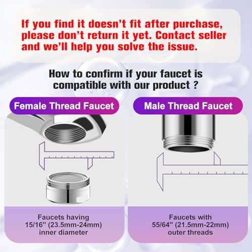 Image of 4 Modes Kitchen & Bathroom Water Filter for Sink Faucet with 2pcs Replacement Filters - 720 Rotating Sink Faucet Aerator for Skin Care - Hydrate & Brighten Skin with 15 /16'' Male Thread