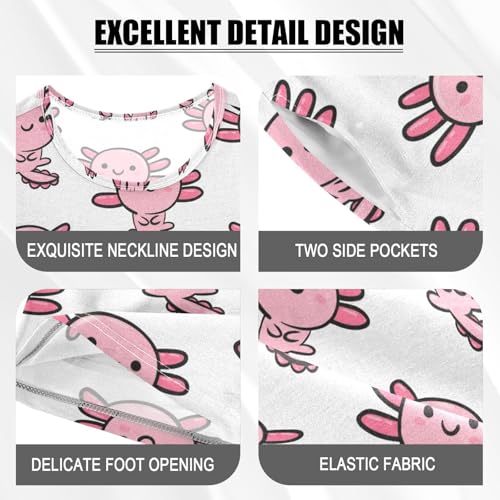 Pajama Sets Short Sleeve Soft Cotton Summer Sleepwear 2 Piece PJS Size 5-14T,Axolotl3