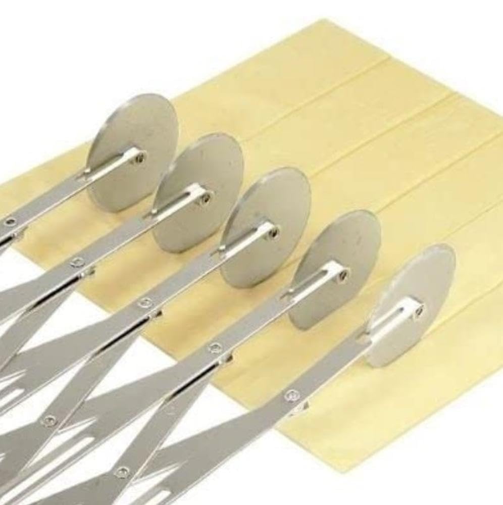 Gobel Louis Tellier - Diviseur à Pâtes Extensible 5 Lames - Coupe Pâtes Extensible et réglable 5 Roues - Diviseur de Pâtes en Acier Inoxydable - Coupe Pizza ajusable - Qualité profesionnelle