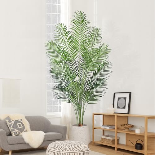 Keeplush Artificial Palm Tree 7ft Tall Fake Palm Tree Indoor Decor with 18 Leaves and Real Bark...
