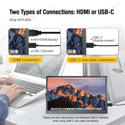 Image of 7 Inch USB-C HDMI Portable Touch Monitor FHD 1024x600 IPS LCD Touchscreen Built in Speakers External Monitor for Laptop PC Phone Mac