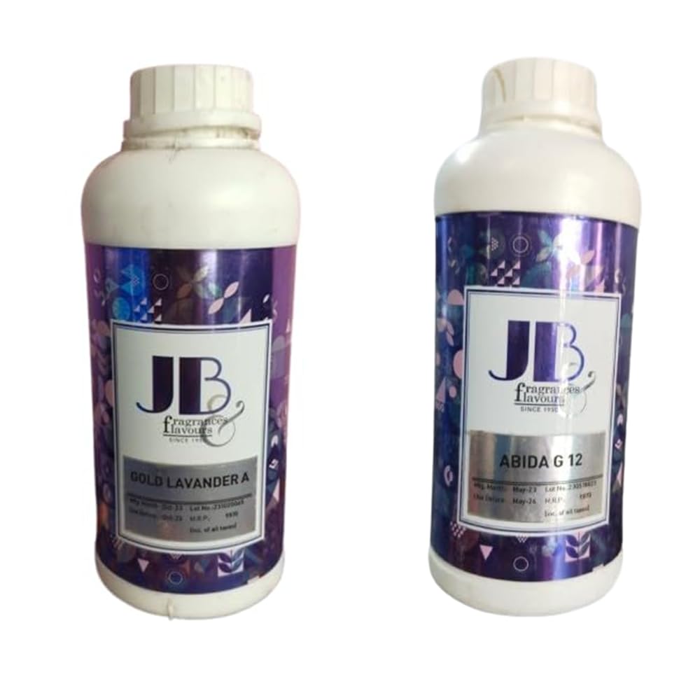 JB Fragrances & Flavours Gold Lavender Agarbatti Perfume & Abida G 12 Combo Set | 500G Bottle of Blissful Aroma