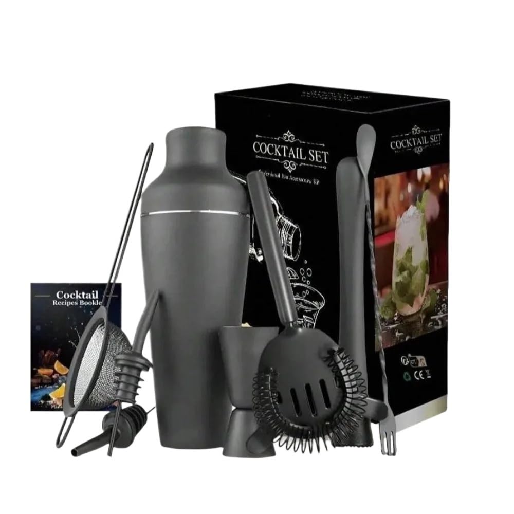 Juego de coctelera Profesional, Kit de Herramientas de Barra de 10 Piezas con Vaso Mezclador, Aparejo, colador de Cuchara for coctelería en casa