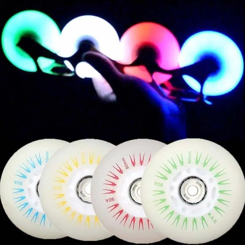 Roller Skate Wheel 8 pièces Roues de Patin à roulettes en Ligne 80mm 90A Roues de Patin Coulissant Durable Lumineux Durable Remplacement Lumineux Allumer