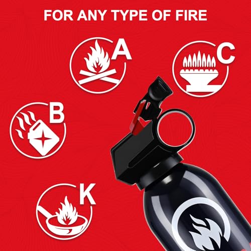 Image of ABC Fire Extinguisher for Home and Vehicle - 4 Pack Dry Chemical Fire Extinguisher with Mounting Bracket, Grease & Electrical Fire Extinguisher for Kitchen, Car, Office, Easy to Use