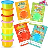 JOYIN 28 Pcs Valentines Day Gift Cards with Colorful Playing Dough for Kids Valentine Party Favors, Valentine's Classroom Exchange
