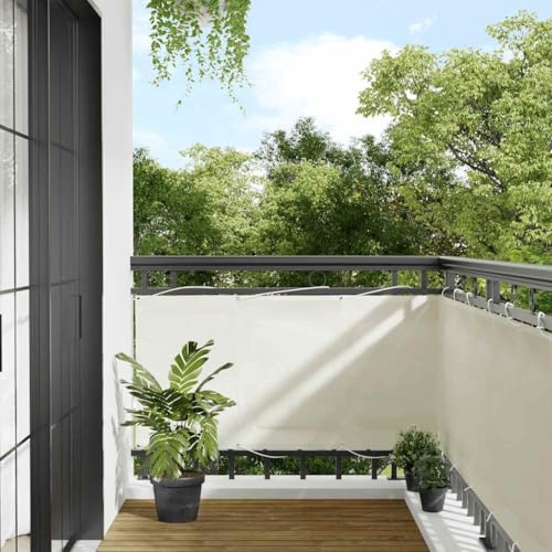 Écran de balcon crème 75x800 cm en polyester Oxford résistant à l'eau