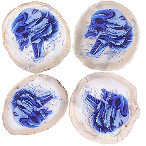 Tranche d'agate tête de mort bleue, le cadeau déco idéal pour la maison - 4