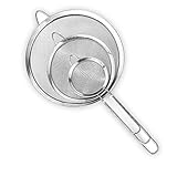 Set of 3 Stainless Steel Fine Mesh Strainers,Kitchen Fine Sieves Strainers with Handle,Food Colander...