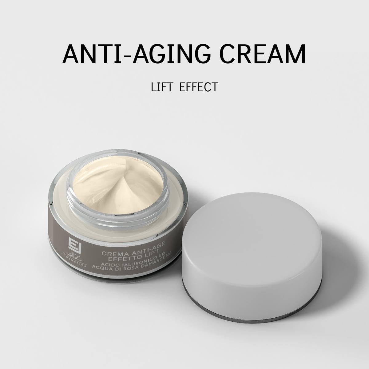 CRÈME ANTI-ÂGE RELAXANTE EFFET LIFTING À L'ACIDE HYALURONIQUE HYDRATANT ET REPULPANT ANTIOXYDANT RÉDUIT LE STRESS TESTÉ SUR PEAUX SENSIBLES BIO ET BIO MADE IN ITALY