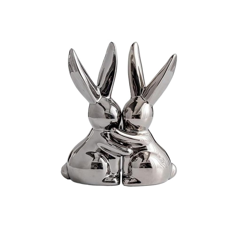 Book Organizer Bookends Ceramic Animal Desktop Decoration Book Stoppers for Shelves Office Table Bookshelf Accessories(Silver)