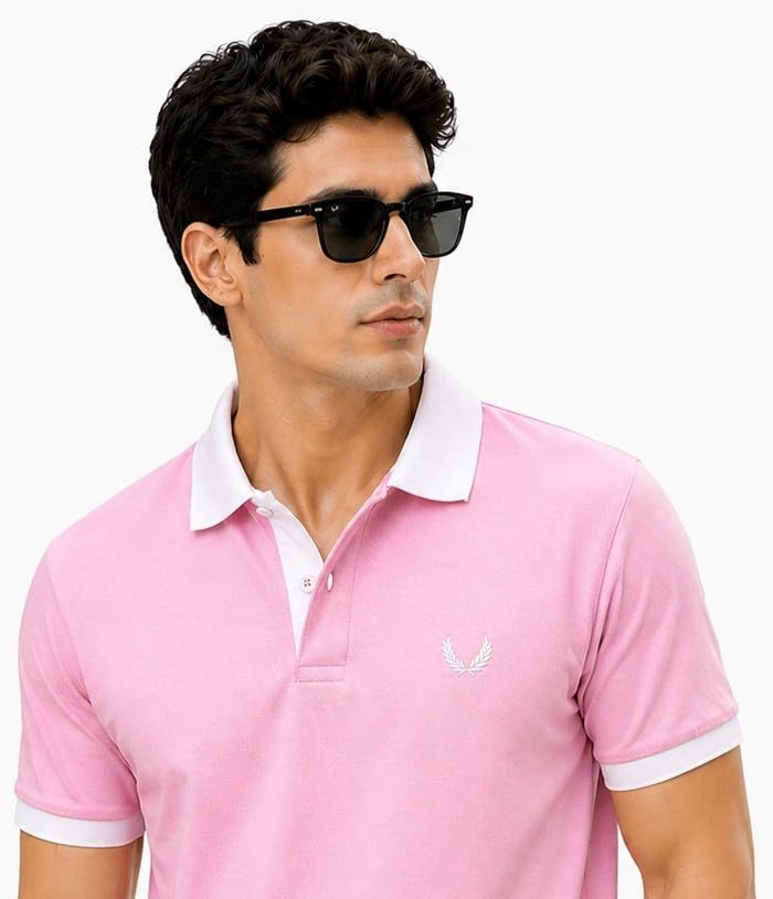 Image of Mens Pique Polo T-Shirt | Cotton Rich, Smart Fit Polo with Embroidered Logo | Casual & Sports Wear | Polo T-Shirt for Men