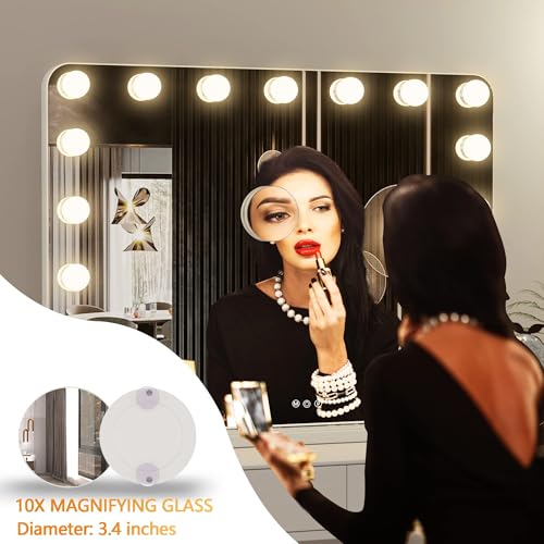 Espejo de maquillaje rectangular Hasipu con luces 32x24" miniatura 5