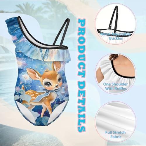 Image of Girls Swimsuit One Piece Ruffle Swimsuit Non-Slip Straps UPF 50+ for Girls Size 3-14 Years