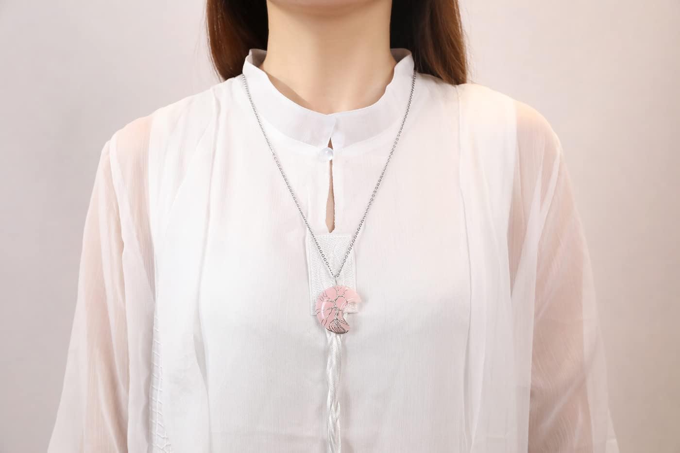 XIANNVXI Necklaces for Women Crescent Moon Pendant Necklace Tree of Life Wire Wrapped Crystal Necklaces Natural Gemstone Quartz Jewelry for Women - Image 3