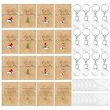Otuuz 12 Set Weihnachten Kollegen Geschenk 12 Weihnachten Einkaufswagenchip Schlüsselanhänger Glücksbringer Einkaufschip 12 Weihnachtskarten und 12 Umschlag für Kollegen Freund Mitarbeiter Team Lehrer