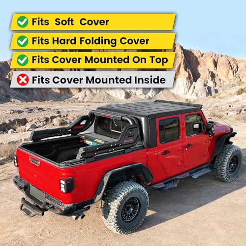 Image of MONOKING Roll Bar for Mid Size Pickup Truck, Adjustable Double Tube Roll Bar with Brake Light for Tonneau Cover for 2007-2026 Gladiator JT Tacoma Frontier Canyon Colorado Ranger