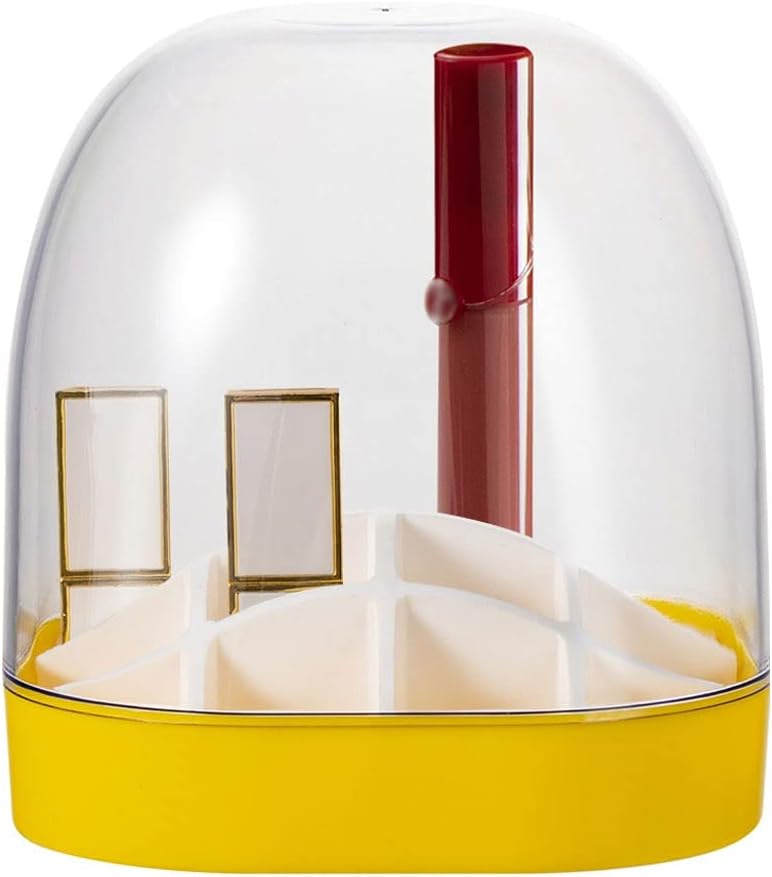 Cosmetic Boxes Lipstick Storage Box Desktop Multi Layer Lattice Lipstick Rack Finishing Display Rack Transparent Dressing Table Storage Box with Lid Cosmetic Display Cases(Yellow) (Yellow)