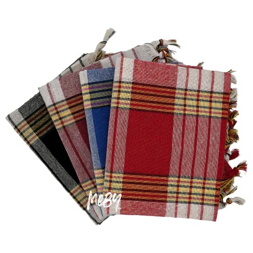 Türkisches Saunatuch. 80x175 cm aus Baumwolle. 4er Set mit Rot, Blau, Weinrot und Schwarz. Kariert. Traditionelles Hamamtuch, Strandtuch, Badetuch, Handtuch, Yogatuch, Peshtemal, Reisetuch, Liegetuch Cover