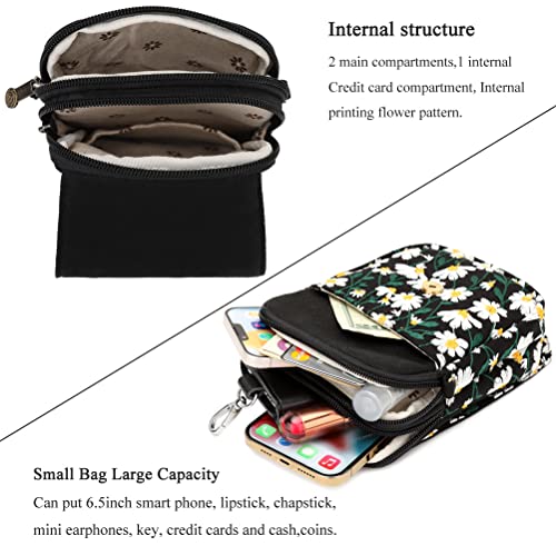 Image of SILKAREA Embroidered Cute Mini Crossbody Bag for Women Small Handbags Wristlet Wallet Bag Cell-phone Pouch Coin Purse