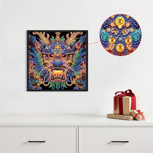 Image of Tontut Diamond Painting Kit for Adult Beginners, Chinese Dragon 5D Special Diamond DIY Crystal Rhinestone Crafts for Home Wall Decoration